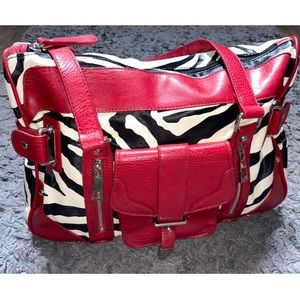 Red & Zebra Print Leather Purse